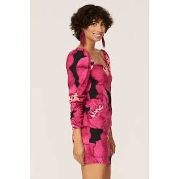 Hutch Floral Pink and Black Puff Sleeve‎ Dress Size 4 - Picture 2 of 9